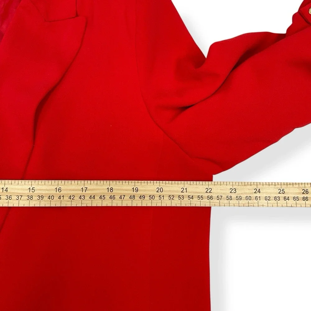 Tahari Blazer Women XL Red Long Sleeve Open‎ Front Lined Roll Tab Notch NWT